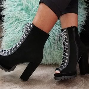 Black Faux Suede Booties